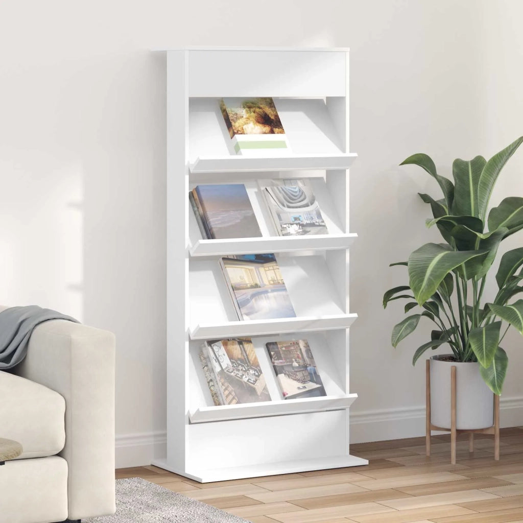 Scaffale per riviste Bianco 70 x 41 x 156 cm Legno multistrato