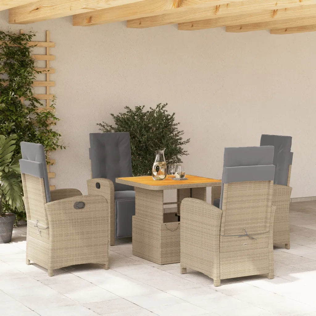 Set da Pranzo da Giardino 5 pz con Cuscini Beige in Polyrattancod mxl 92985