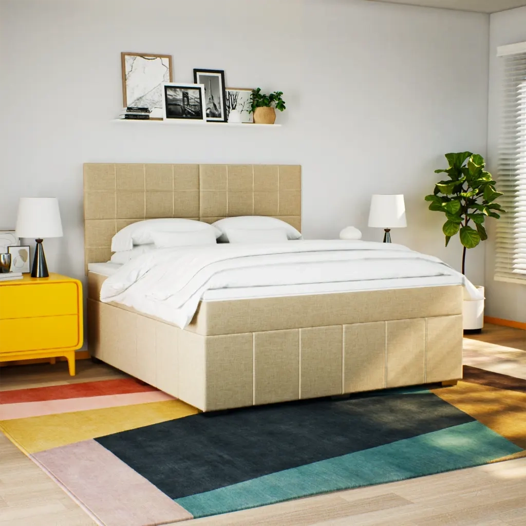Giroletto a Molle con Materasso Crema 180x200 cm in Tessuto 3291752