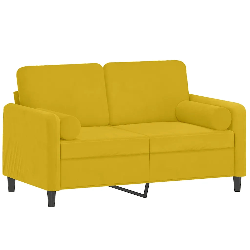 Divano | Divano da soggiorno | Sofa a 2 Posti con Cuscini Giallo 120 cm in Velluto