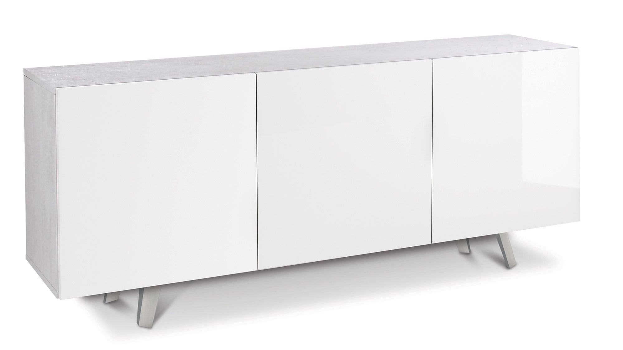 Mobile 3 Ante 174x70x41 cm Ossido Bianco/Bianco Lucido