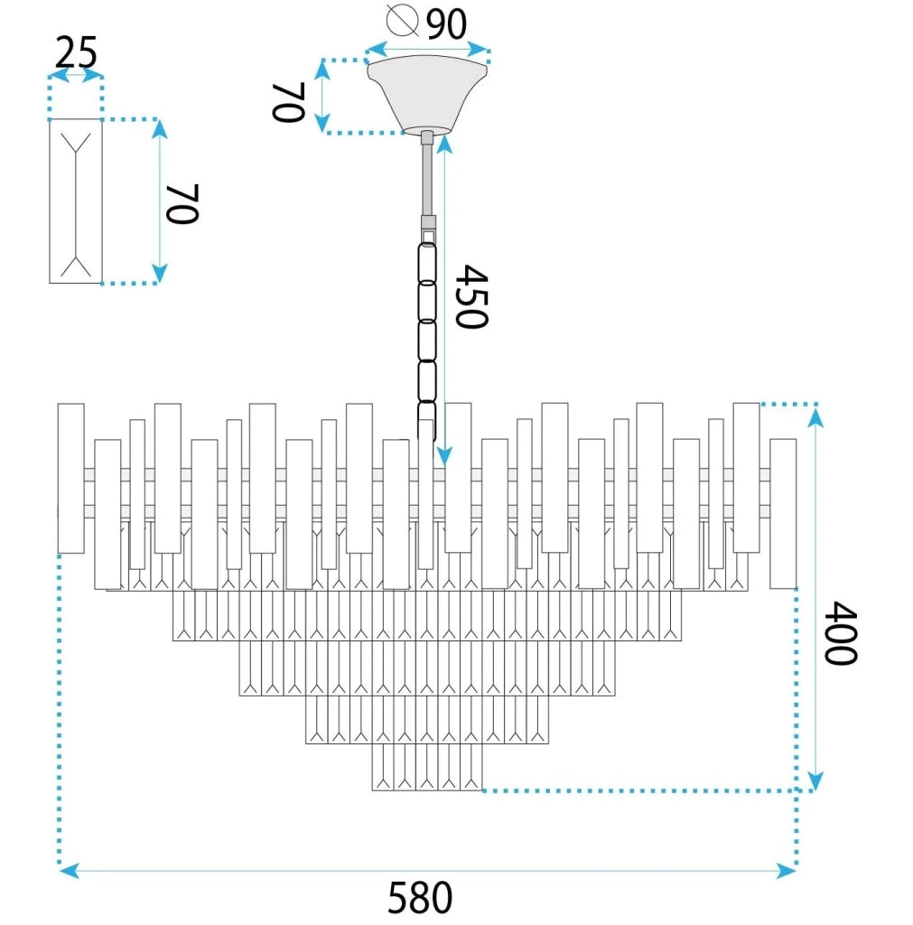 Lampada Cristal G052-cp 60cm Gold
