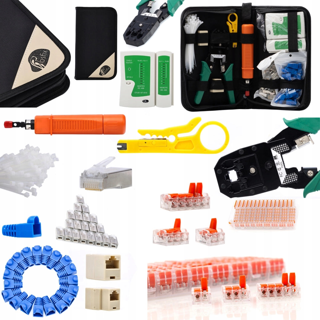 Set di Strumenti di Rete 9 in 1 – Crimpatrice, Tester Cavi LAN, Stripper | Materiale: Metallo e Plastica ABC