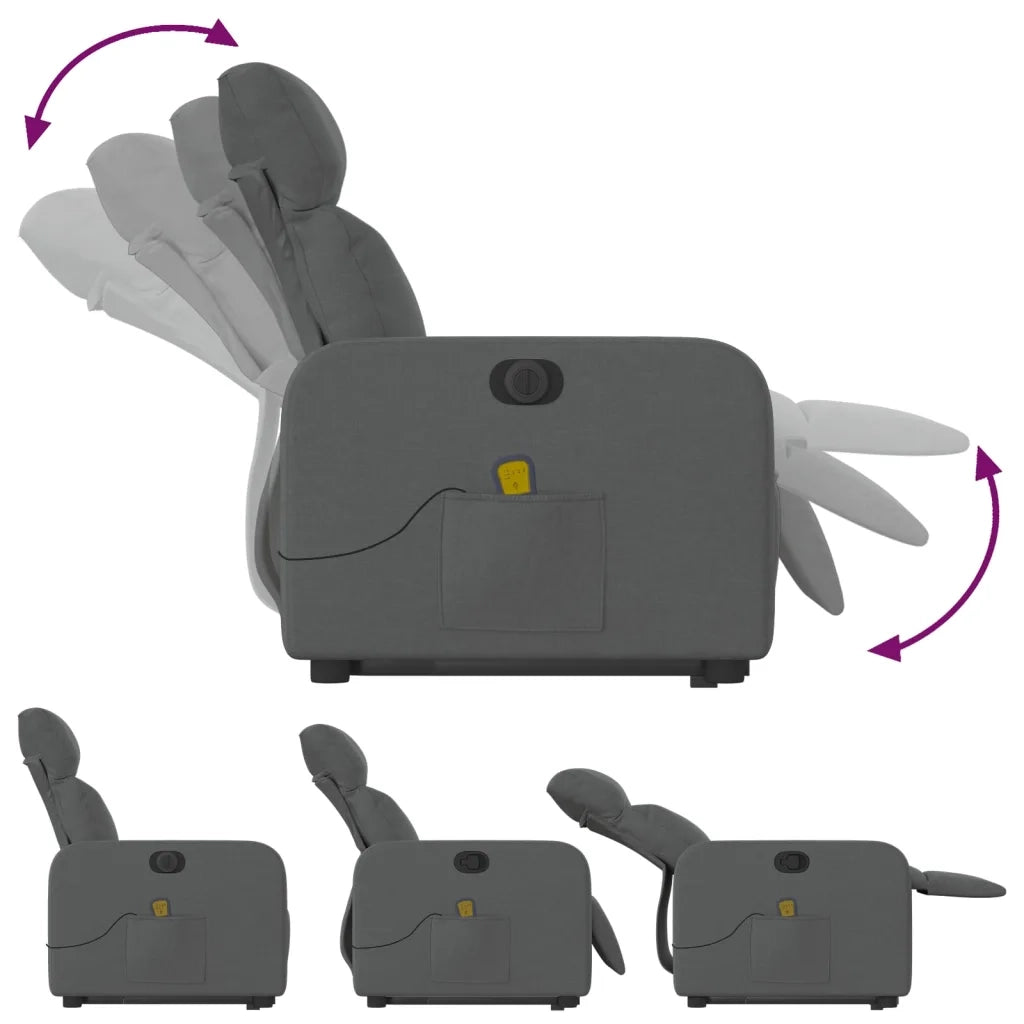 Poltrona Alzapersona Massaggi Elettrica Grigio Scuro Tessuto 3206727