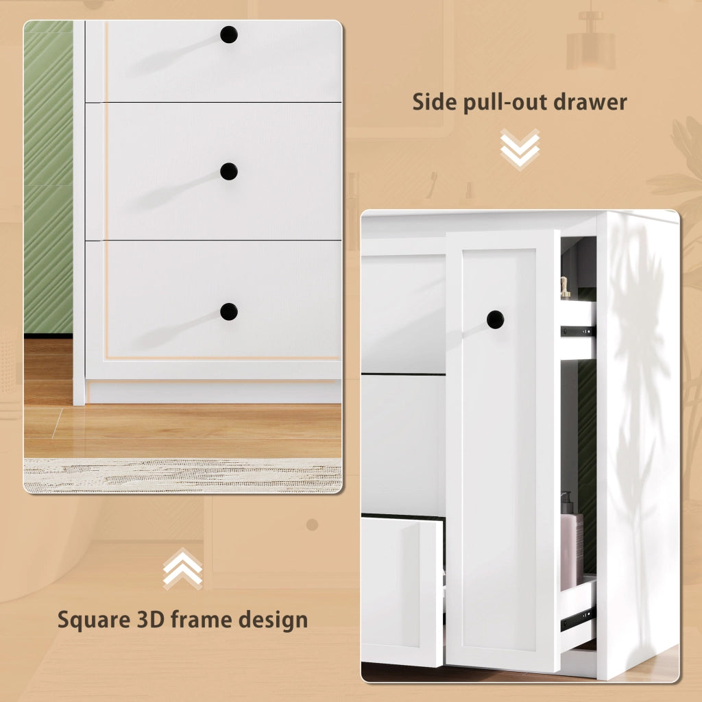 Mobile sottolavabo con 4 cassetti e lavabo in ceramica, per bagno, in MDF e ceramica, bianco, 76 × 46 × 82 cm