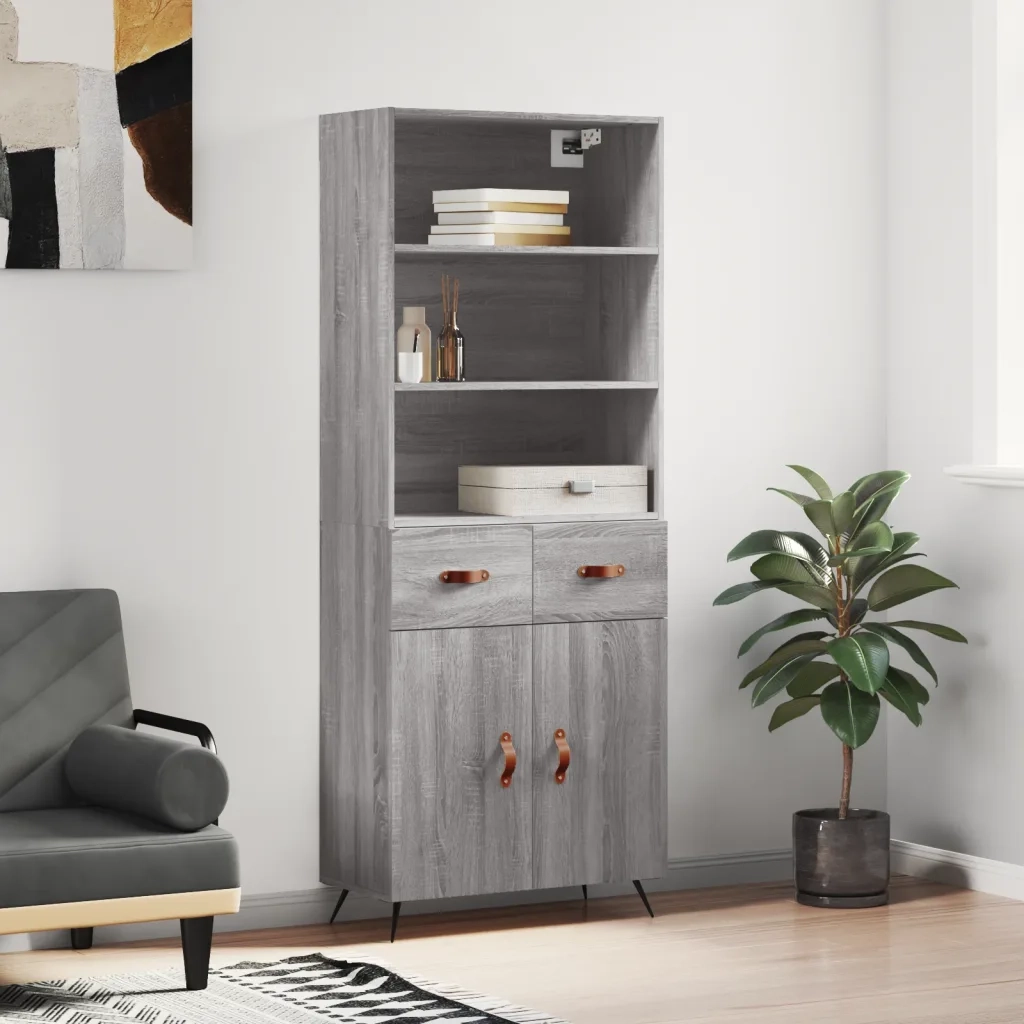 Credenza Grigio Sonoma 69,5x34x180 cm in Legno Multistratocod mxl 126199