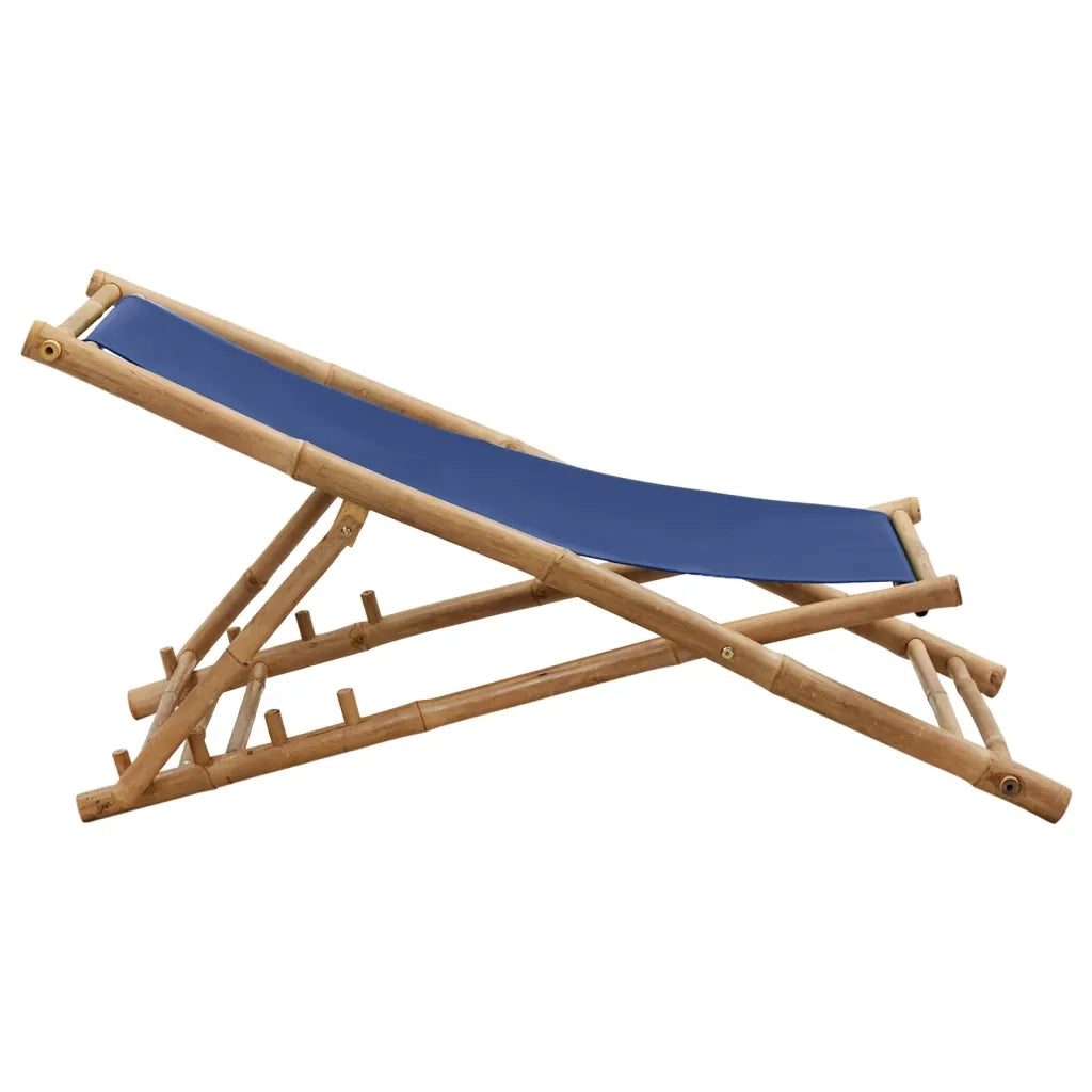 Sedia a Sdraio in BambÃ¹ e Tela Blu Marino