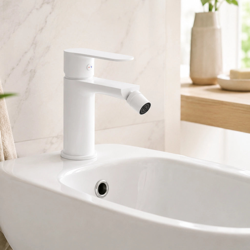 Miscelatore rubinetto bidet serie oceania in ottone bianco opaco *** confezione 1