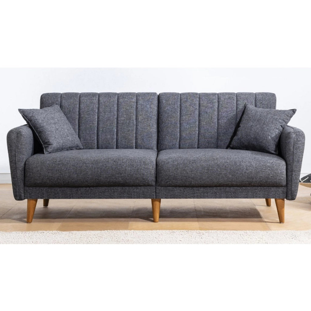 Divano letto a 3 posti in tessuto "Aqua" 205 x 85 x 85 cm - Grigio scuro