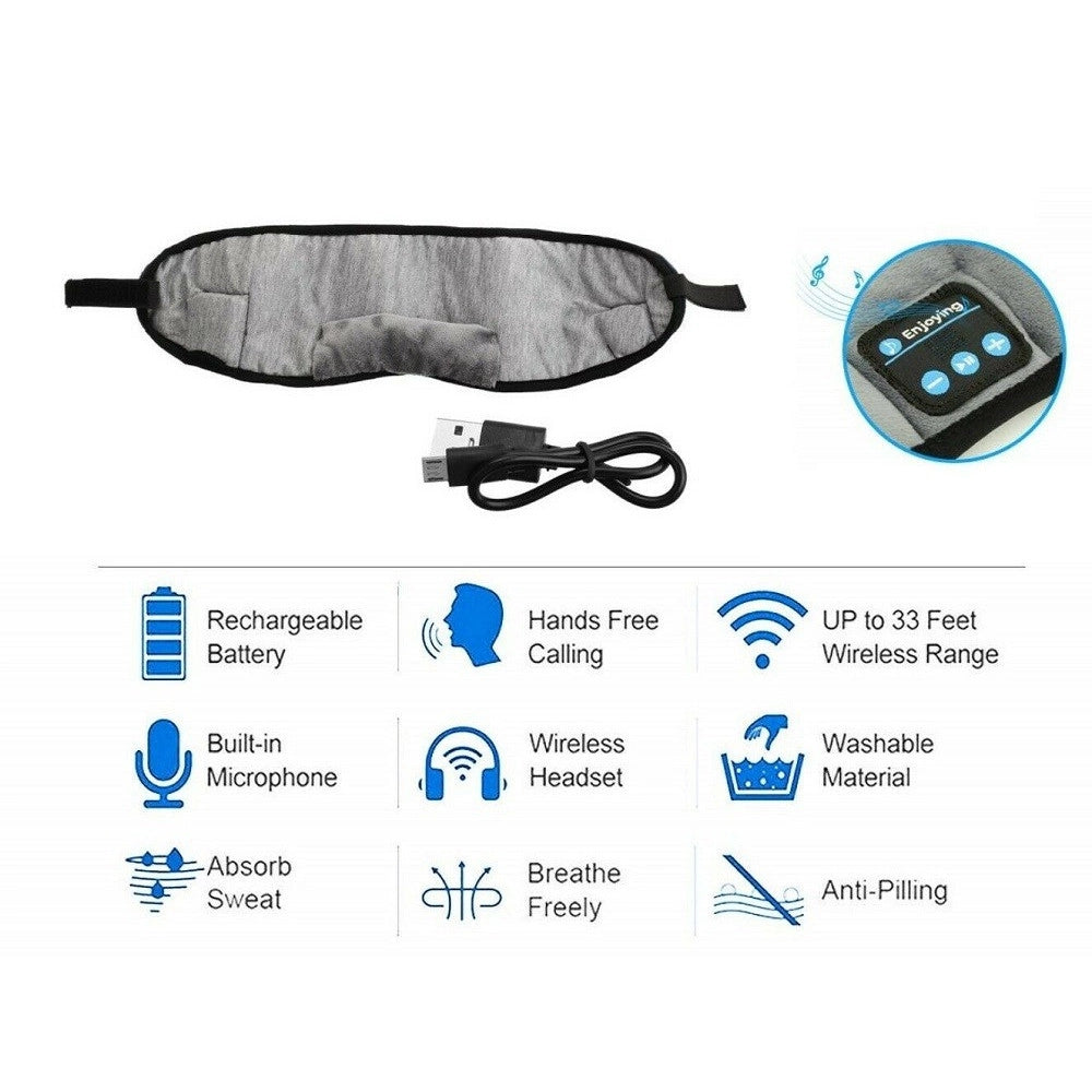 Trade Shop - Maschera Notte Copri Occhi Per Dormire Da Viaggio Con Cuffie Bluetooth Q-yz1 -