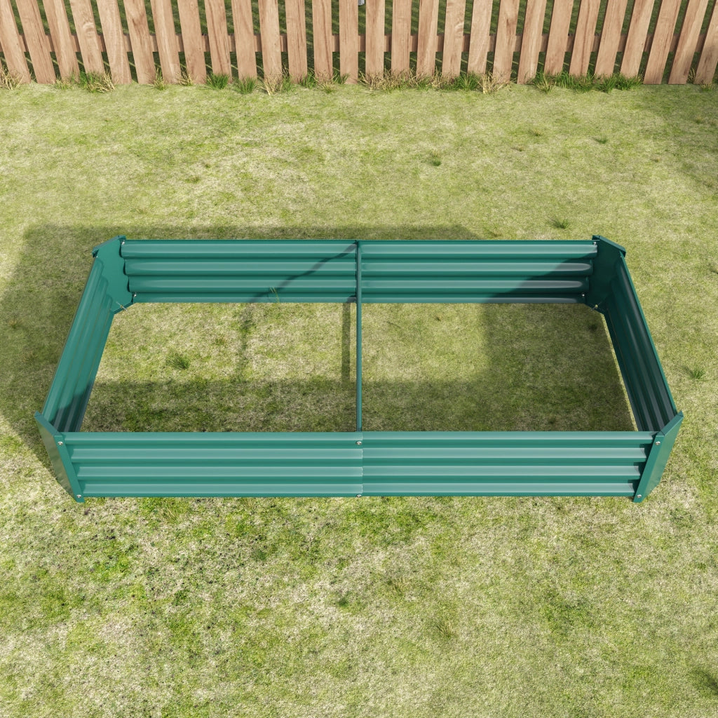 Orto rialzato su gambe in lamiera d'acciaio zincata con fondo aperto per verdure erbe e fiori verde 180 × 91 × 30 cm