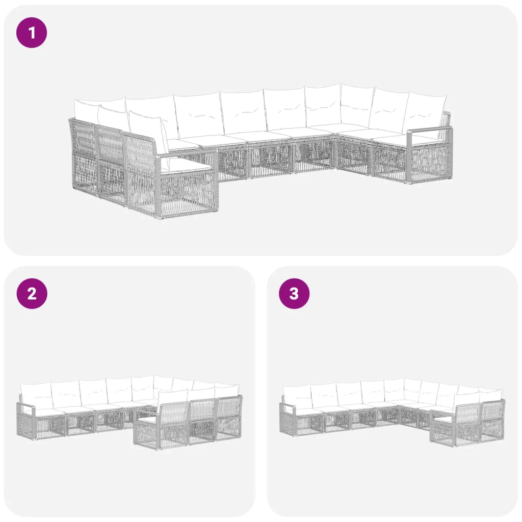 Set Divano da Giardino 10 pcs Nero polyrattan 3435820