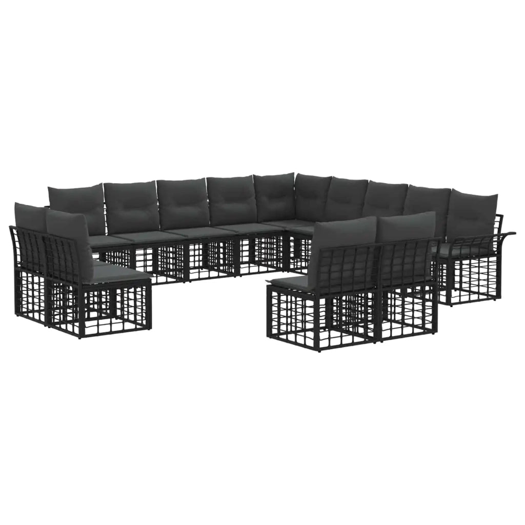 Set di divani da esterno 13 pcs Nero e Grigio scuro Poliestere 3437797