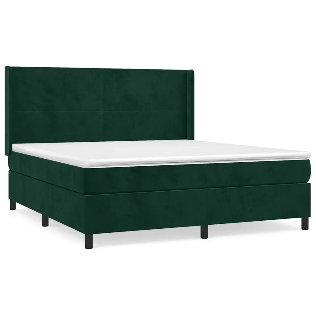 vidaXL Giroletto a Molle con Materasso Verde Scuro 180x200 cm Velluto