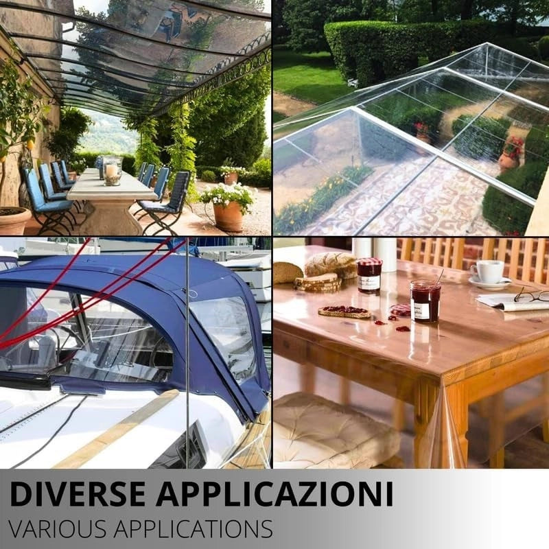 Telo PVC Trasparente - Altezza 140cm, Spessore 0.80mm: Resistente, Impermeabile, Vendita al Metro - Ideale per Interni, Esterni, Uso Industriale