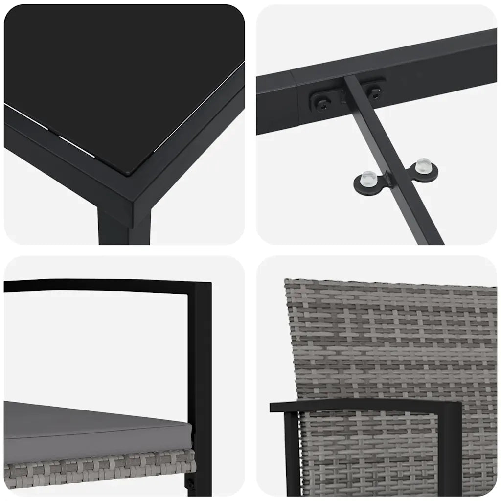 Set da Pranzo per Giardino 7 pcs Grigio 3379244
