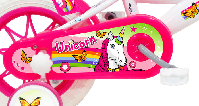Bicicletta per Bambina 12" 1 Freno Gomme in EVA Unicorno Bianca/Rosa