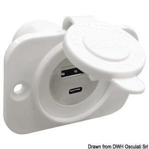 Presa incasso doppia USB Type-A + Type-C bianca