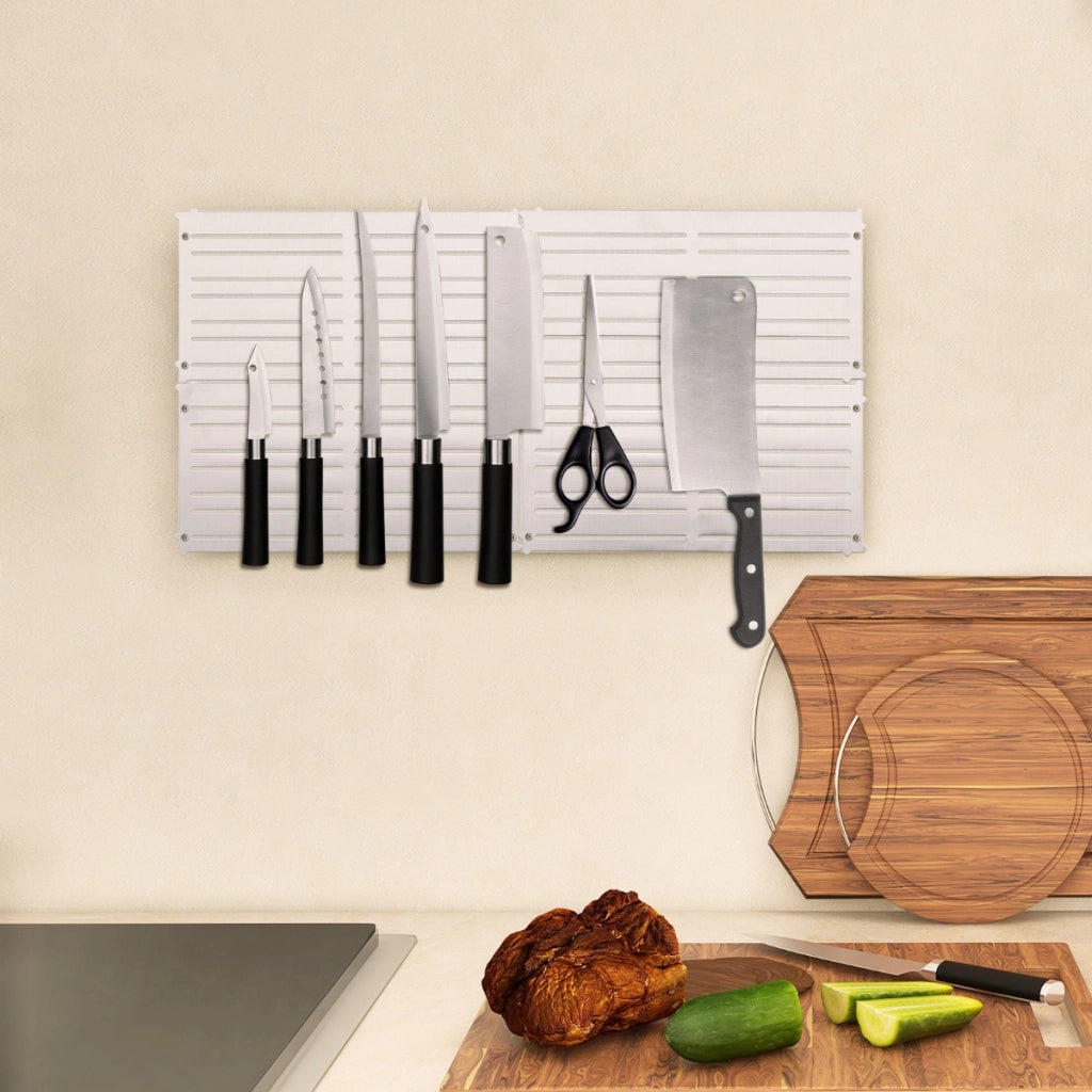 4 Portautensili magnetici per utensili con strisce magnetiche, Organizzatori magnetici per accessori Argento-Deposito utensili Tool