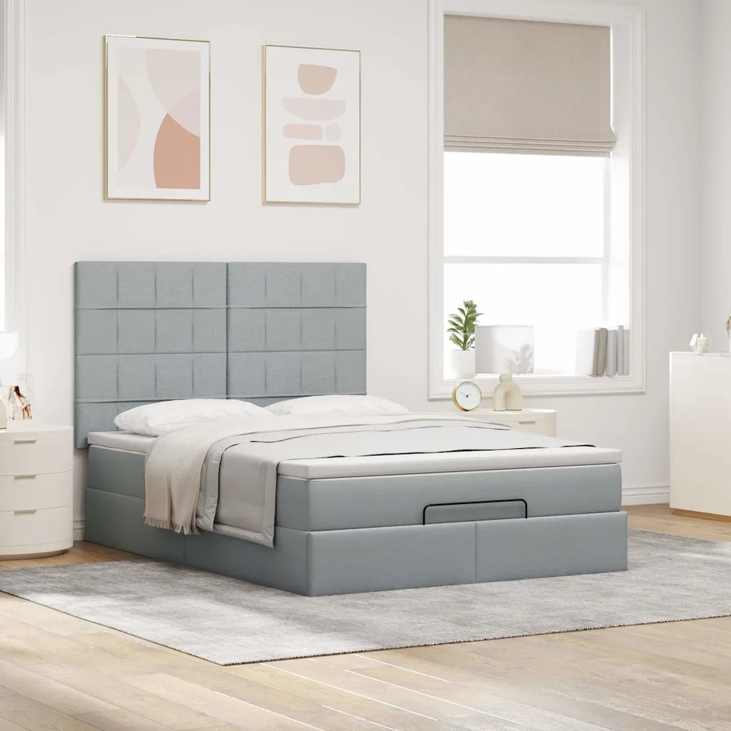 Struttura Letto Pouf con Materasso 140x200 cm in Tessuto 3313161