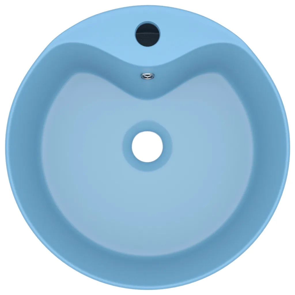 Lavandino con Troppopieno Azzurro Opaco 36x13 cm in Ceramica