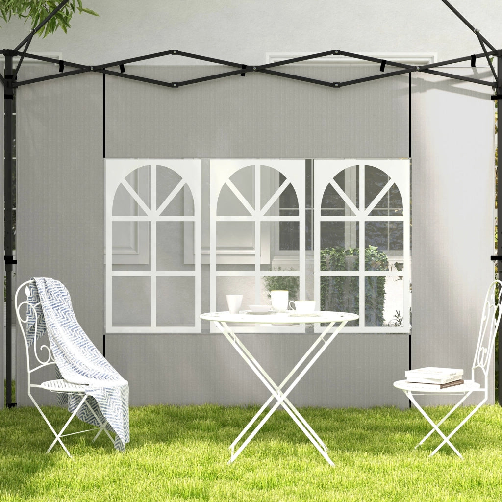 Set 2 Pareti Laterali per Gazebo 3x3 m e 3x6m con Finestre, in PE e Plastica, 293x193 cm, Bianco