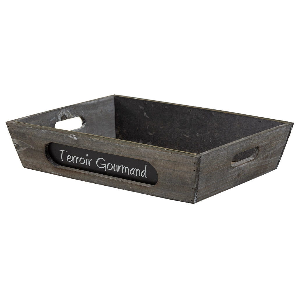 Cestino in legno grigio 37x28x8h cm