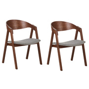 Set di 2 sedie da pranzo in legno scuro, compensato, bianco e nero, tessuto poliestere, pied de poule, gambe in legno di gomma, stile retrò e tradizionale.
