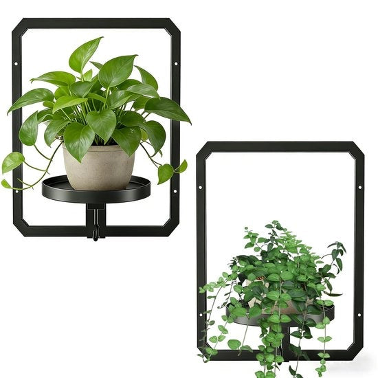 Supporto per piante in metallo a muro - 3 pezzi - rettangolare - design minimalista - 30 x 40 cm