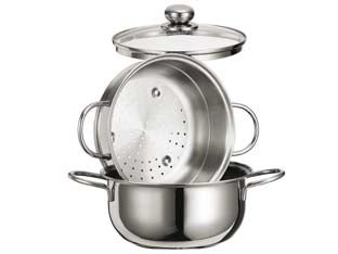 VAPORIERA STAR IN ACCIAIO AISI 430 CON CESTELLO  cm.20