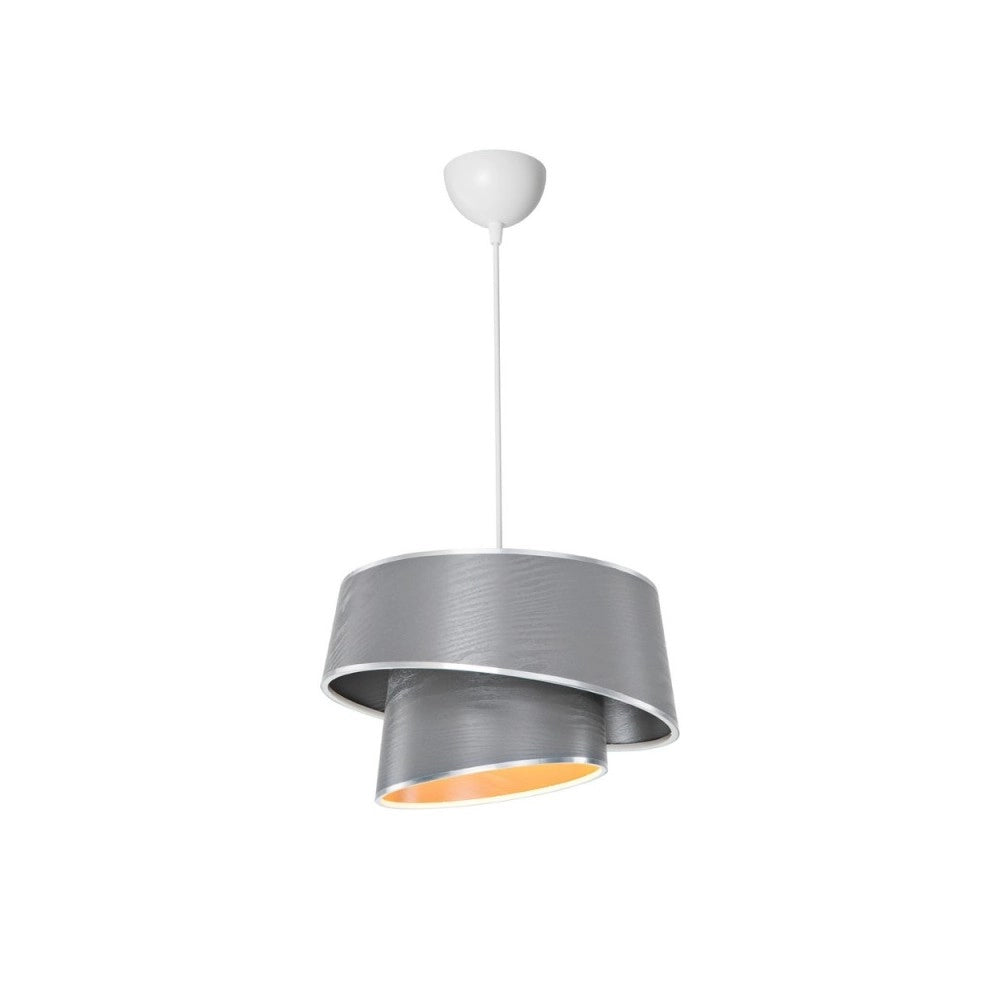 Lampada a sospensione con paralume grigio effetto legno Lima MDL5132