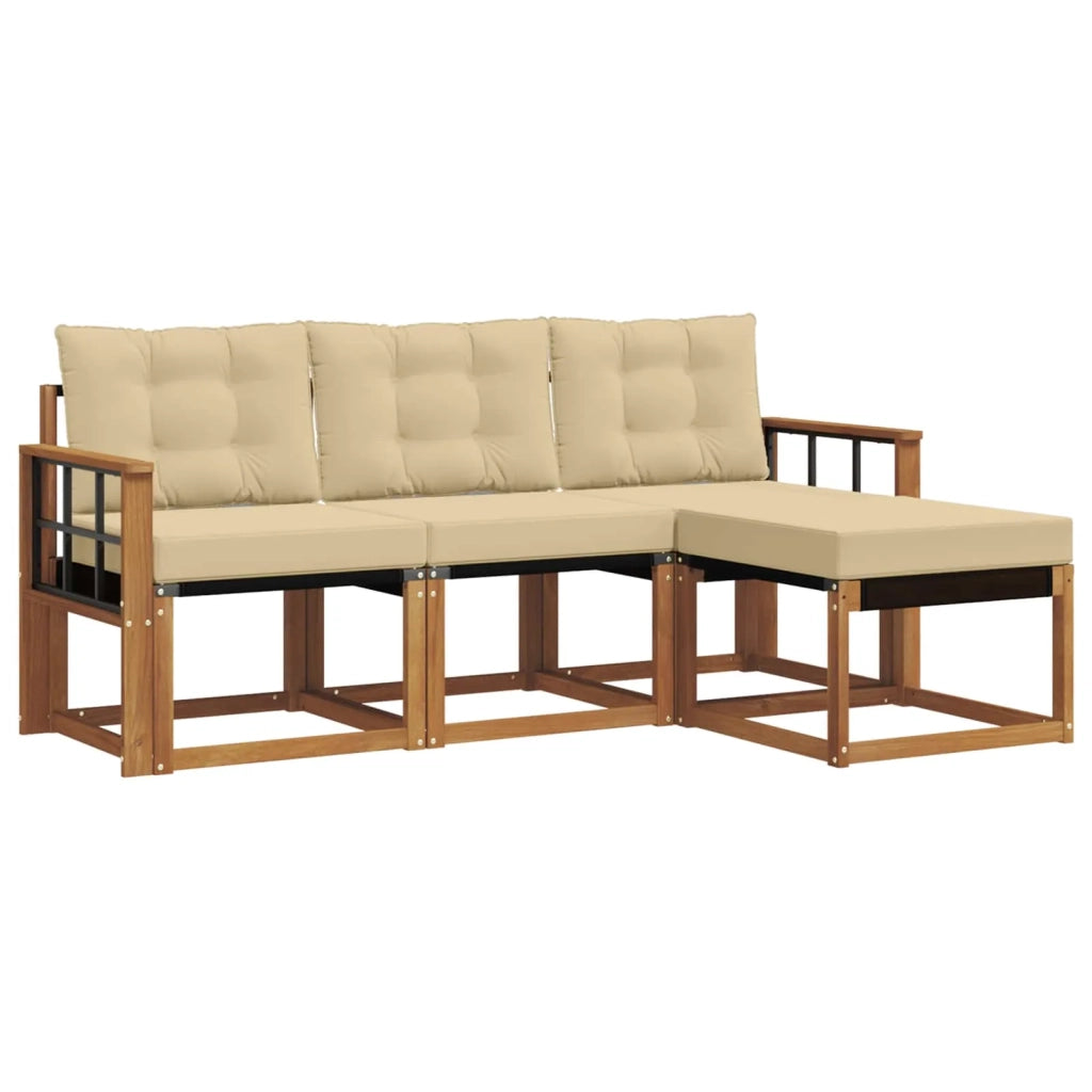 Set di divani da esterno con cuscino 4 pcs Naturale e Beige