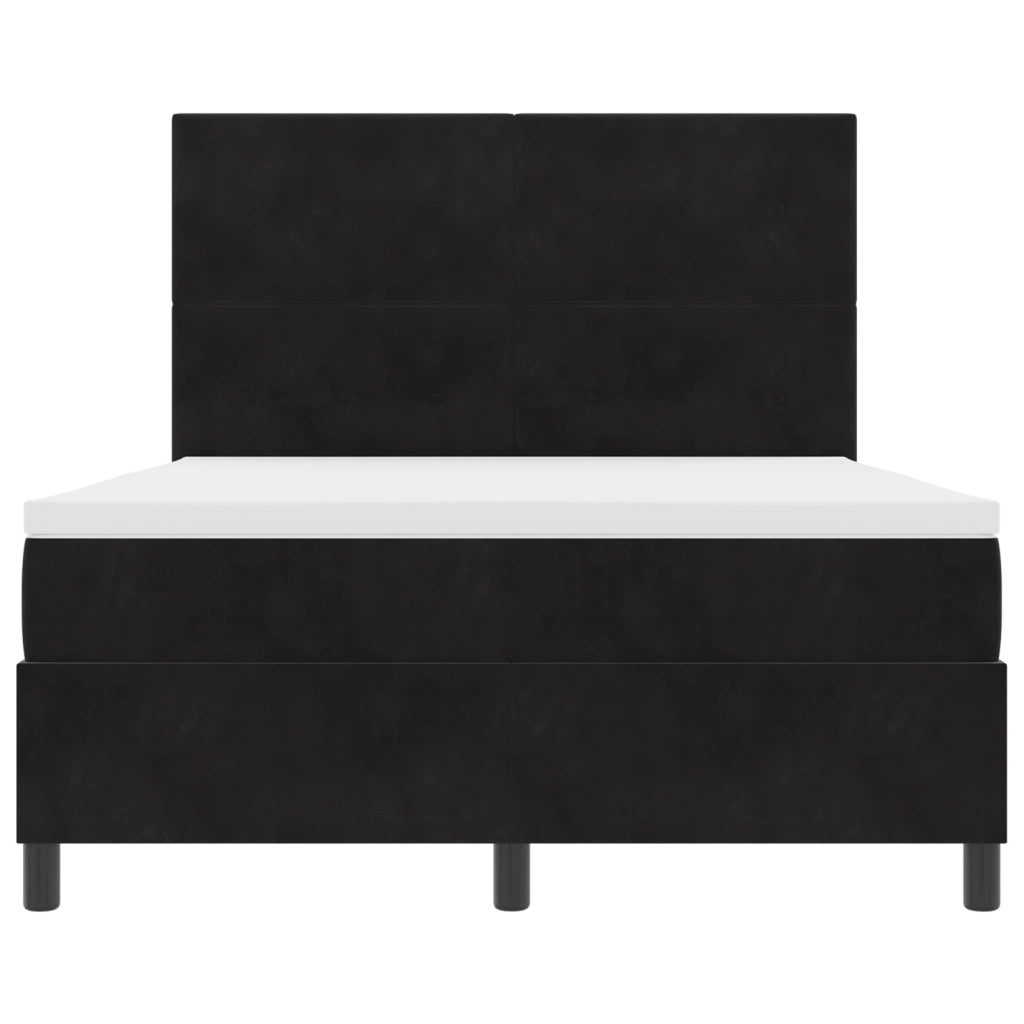 Letto Box Spring con Materasso e LED Nero 160x200 cm Velluto