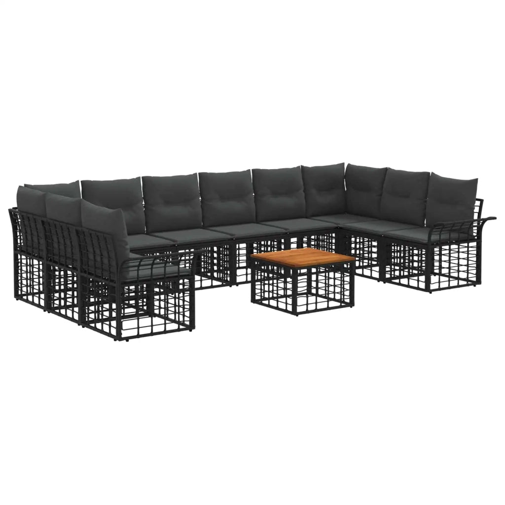 Set di divani da esterno 11 pcs Nero e Grigio scuro Poliestere 3437763