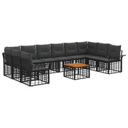 Set di divani da esterno 11 pcs Nero e Grigio scuro Poliestere 3437763