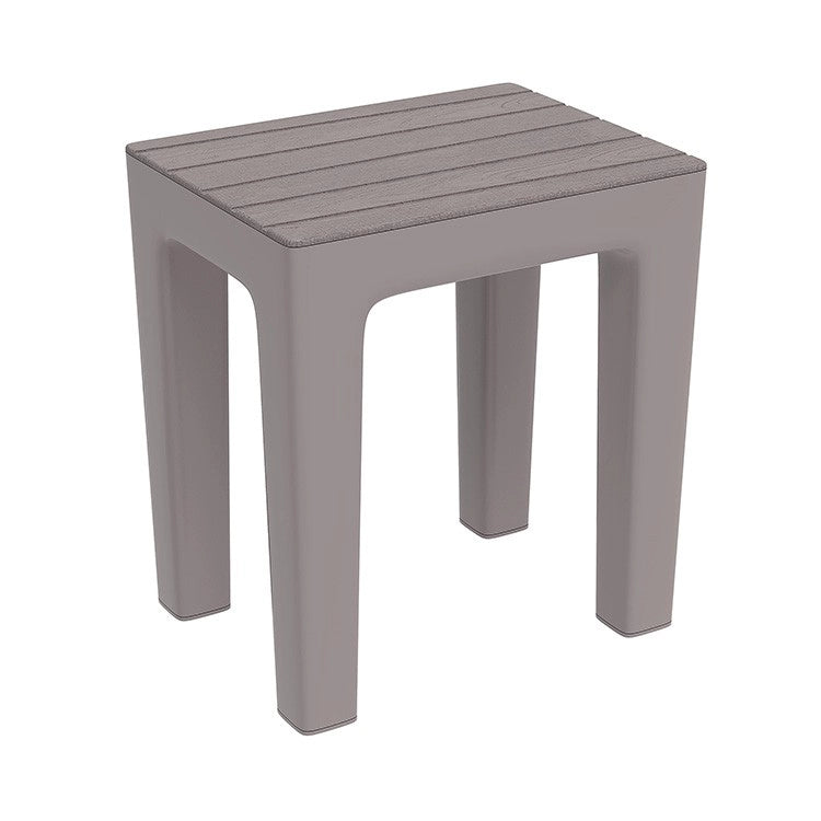 Sgabello bagno e casa in plastica effetto legno Colore tortora 38x29x41,5 cm Feridras Linea Woody