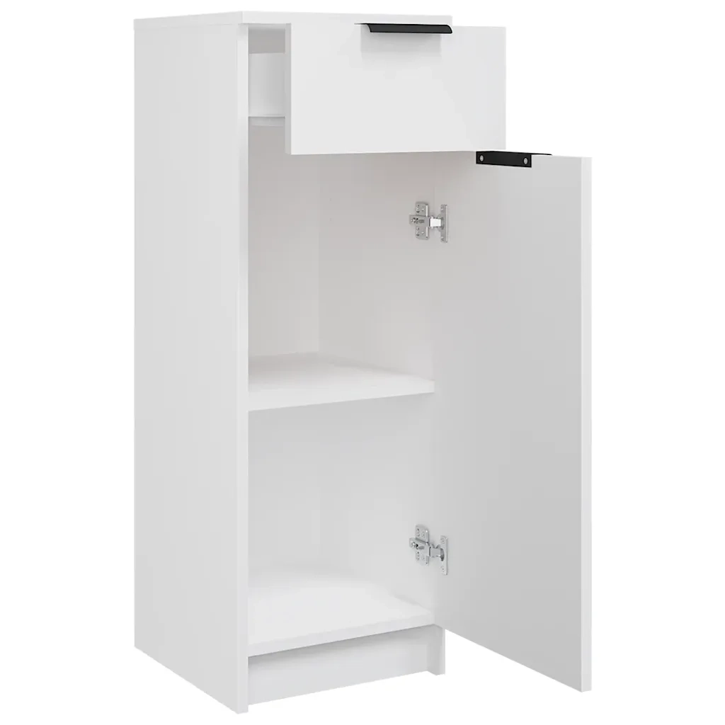 Mobiletto da bagno classico 32 x 33,5 x 90 cm ampio spazio contenitivo design elegante in legno composito bianco 02_0047985