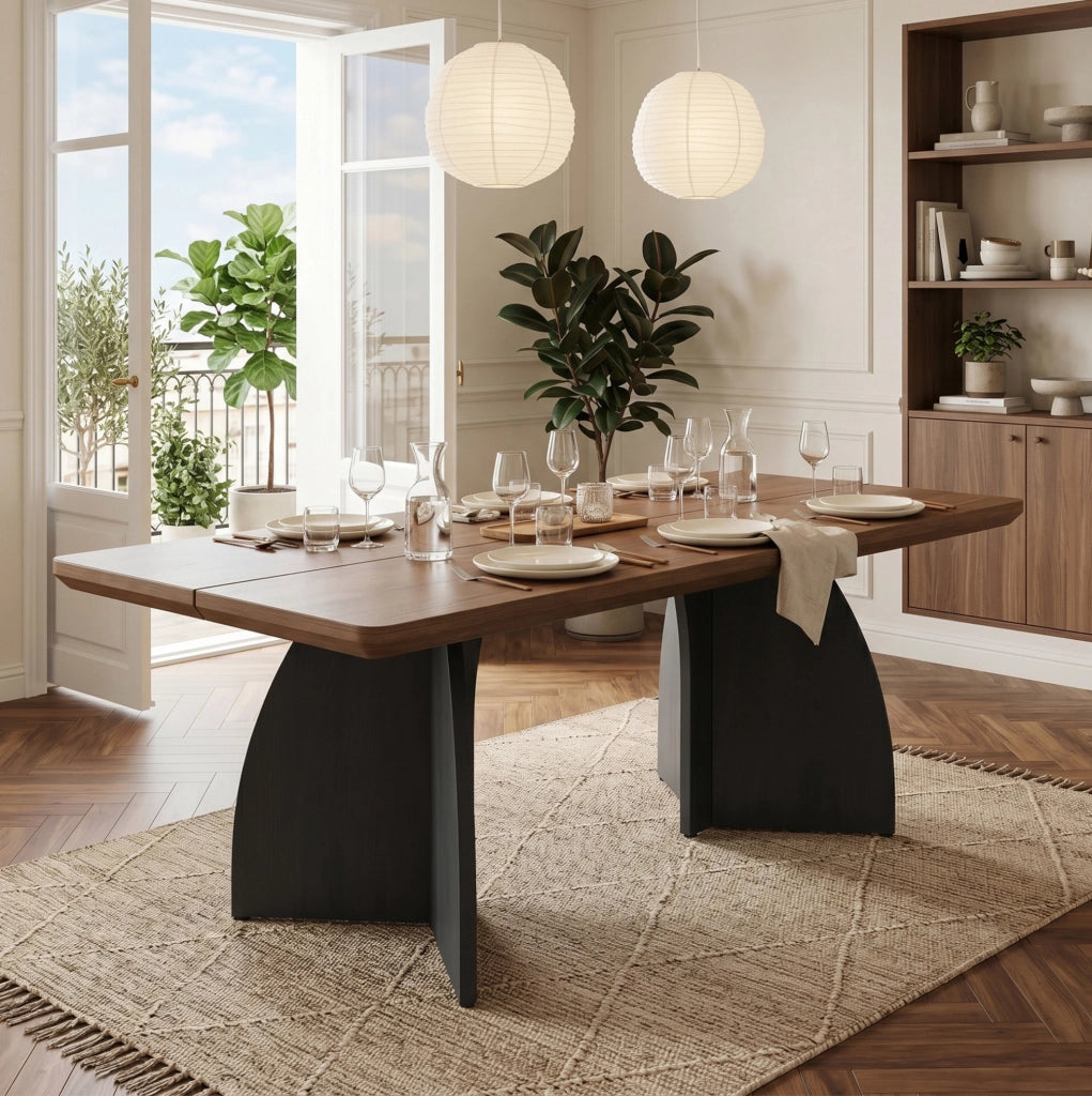 Tavolo da pranzo 160x80x76 cm per 4-6 persone con piano da 4 cm in MDF noce