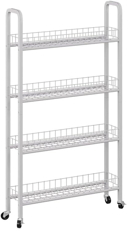 Piedistallo mobile Rolivo, Nero, 58 x 15 cm con 6 scomparti, posizionabile in modo flessibile su ruote per spazi stretti