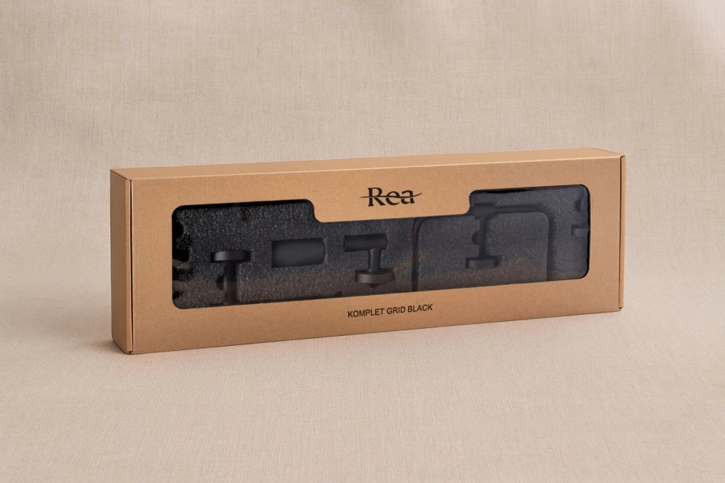 Set Accessori Da Bagno Grid Black 4 Pezzi