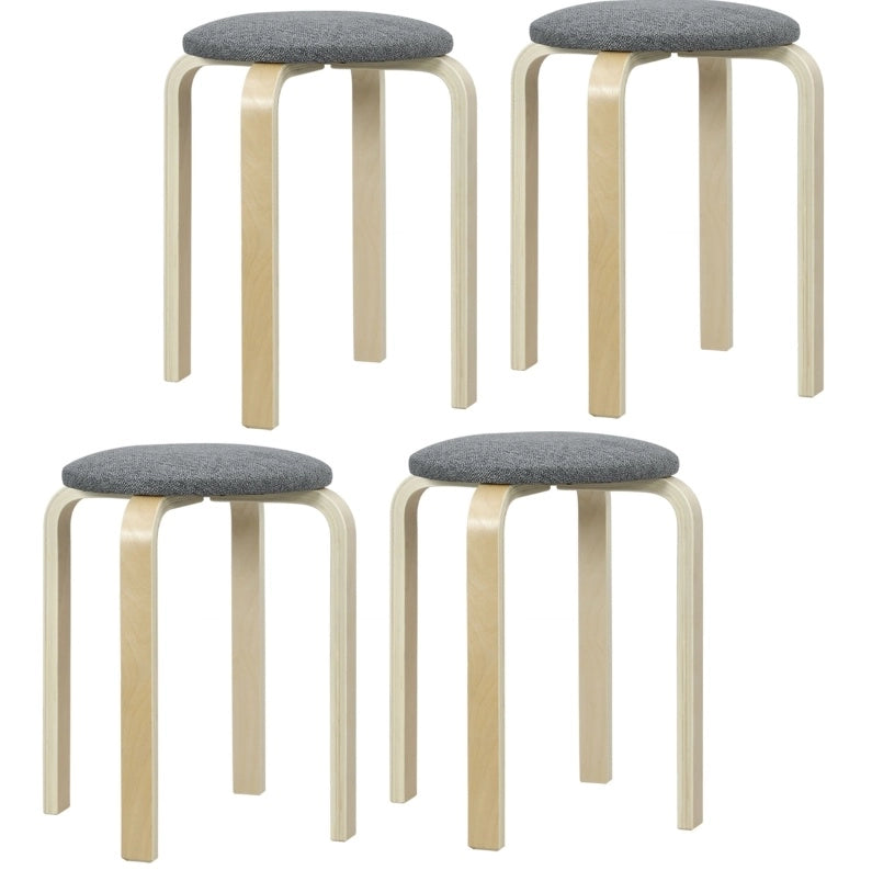 Set di 4 sgabelli impilabili rotondi 40x40x45 cm; con seduta imbottita; legno grigio