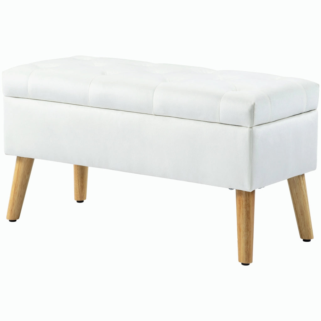 Divano letto imbottito con cassetti ¨C Zephmum ¨C Tessuto velluto bianco 80x35x42