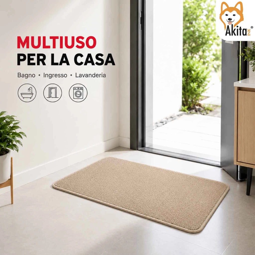 Akitaink Tappeto Multiuso in Microfibra 50x80 cm Beige