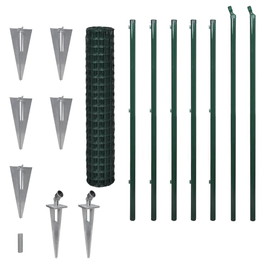 Recinzione Euro in Acciaio 10x1,5 m Verde 142384