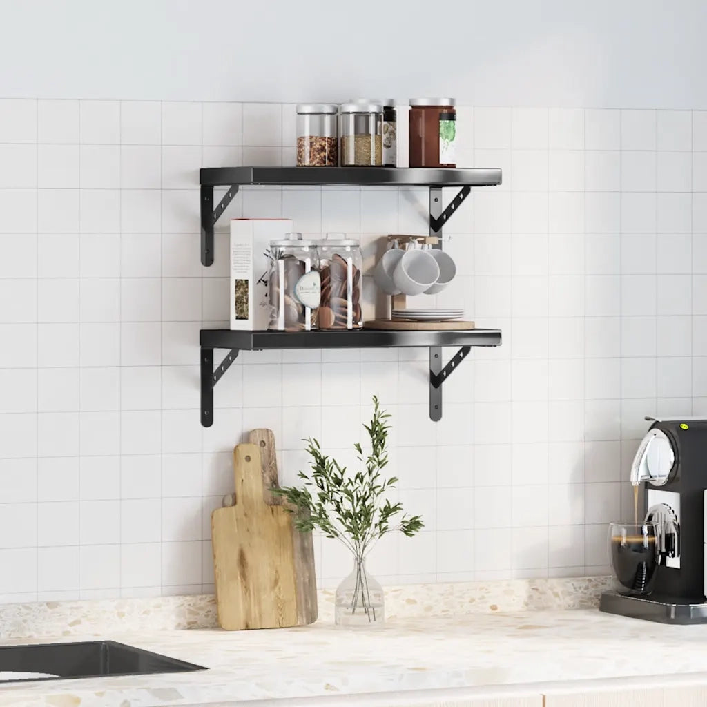 Mensole a Muro 2 pz 50x23,5 cm Nero in Acciaio Inossidabile 30295