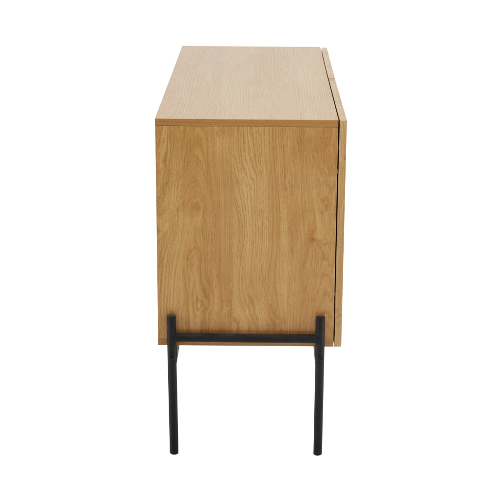 Credenza a 2 ante in effetto naturale con struttura in truciolare e ripiano regolabile