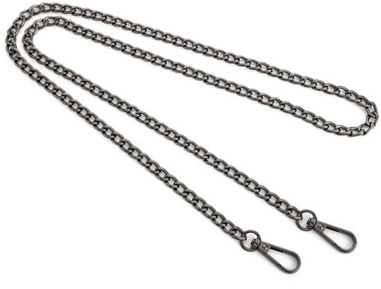 Cinturone con catena metallica 90 cm - Cinturone con taschino - Cinturone con catena metallica - Cinturone con chiusura a carabina - Cinturone per donne - Nero chiaro