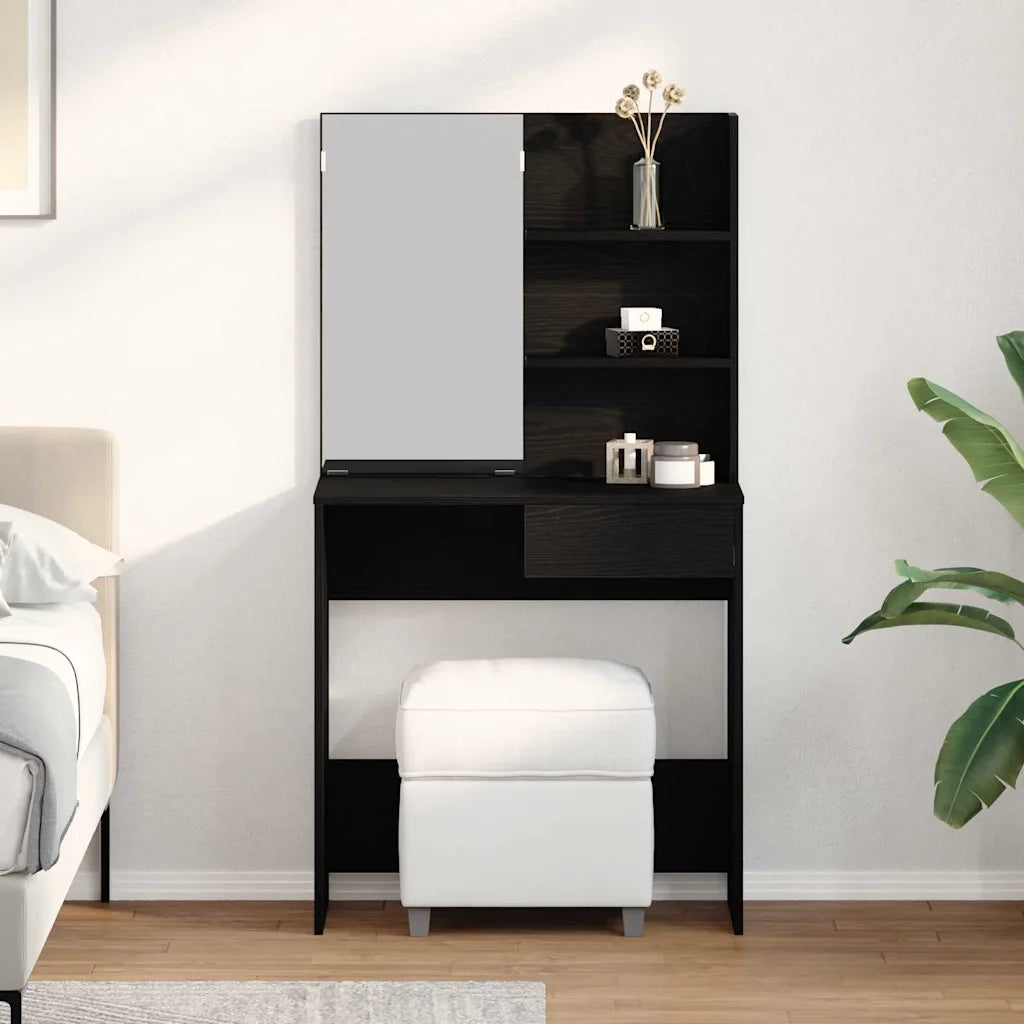Tavolo da Trucco con cassetto Rovere Nero 74,5 x 40 x 141 cm CFW6819133