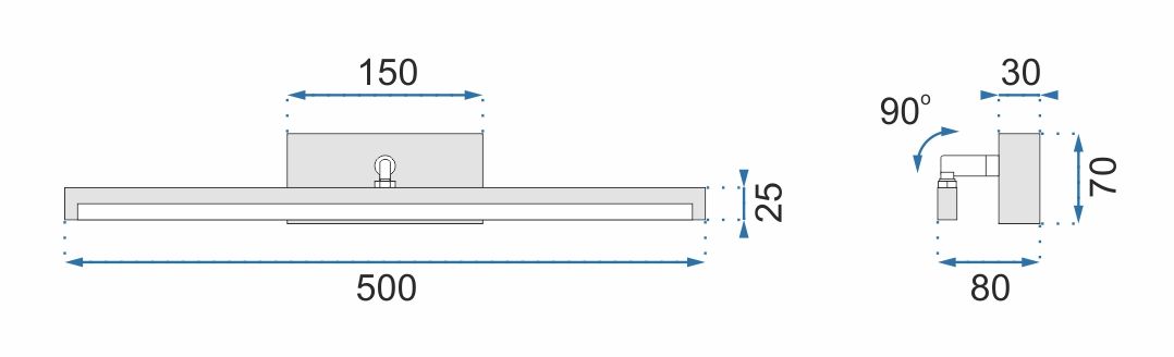 Lampada Da Parete Da Bagno Led Sopra Specchio 12w 50cm APP374-1W Bianco