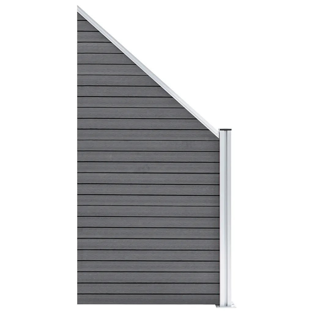 Pannelli Recinzione WPC 3 Quadrati 1 Inclinato 619x186 cm Grigi cod mxl 7339